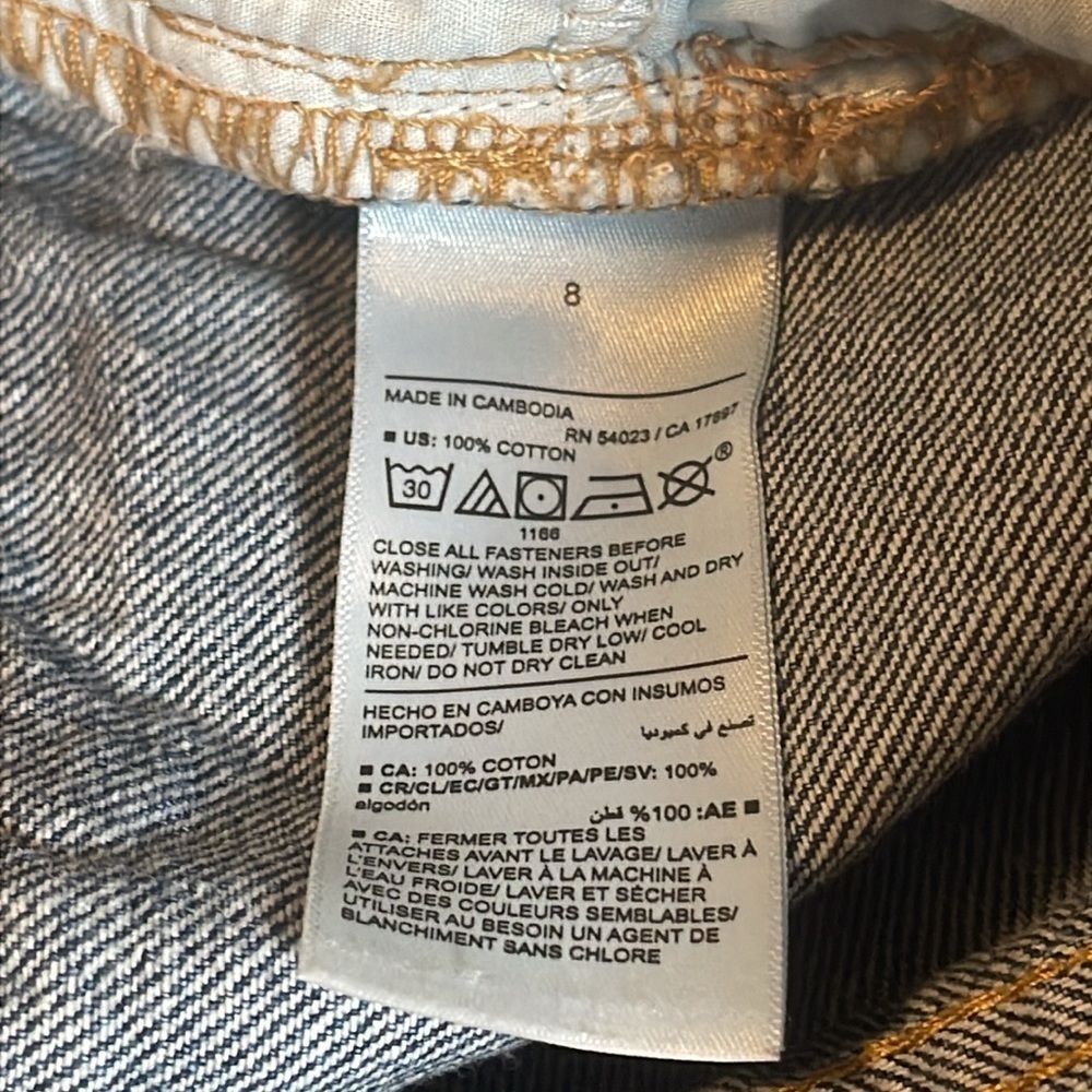 2 Pairs Girls Old Navy Adjustable Baggy Flare Baggy Wide Leg Button Jeans Size 8 - Picture 7 of 13
